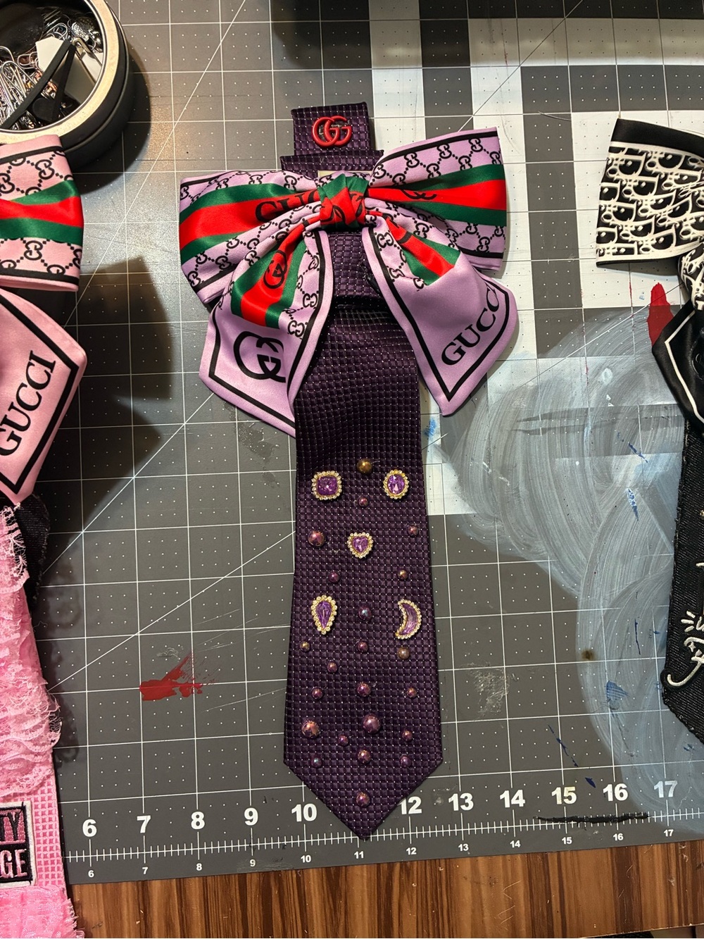 Purple Embellished Neck Tie Neck Accessory